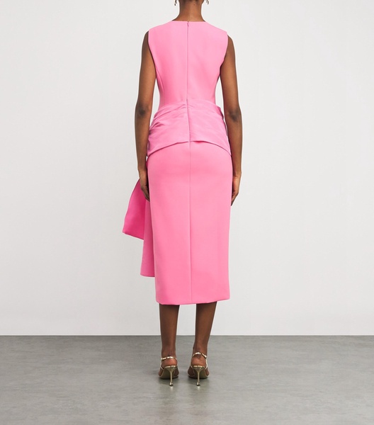 Silk-Trim Cocktail Midi Dress