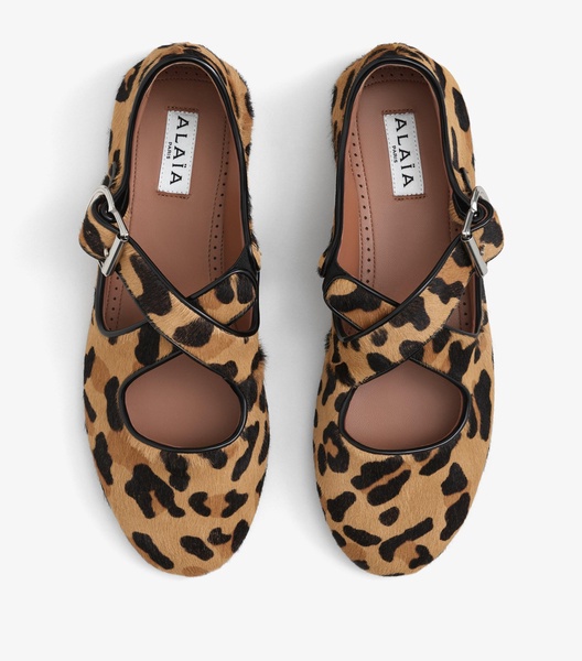 Leopard Print Criss-Cross Ballet Flats