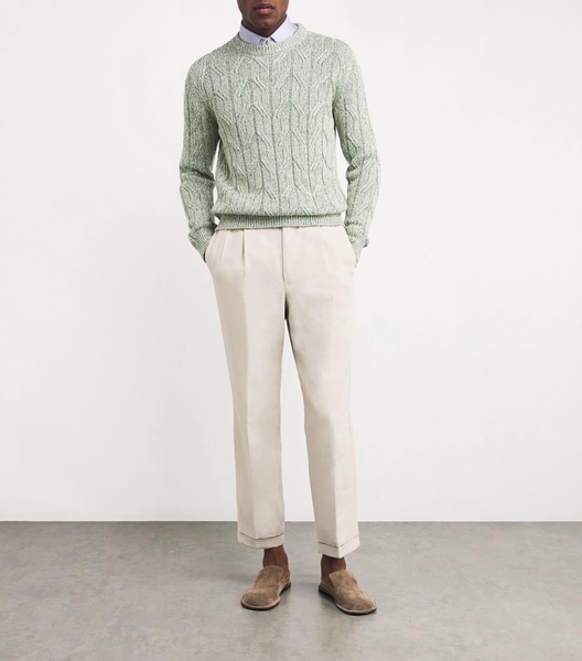 Cashmere-Silk-Blend Cable-Knit Sweater