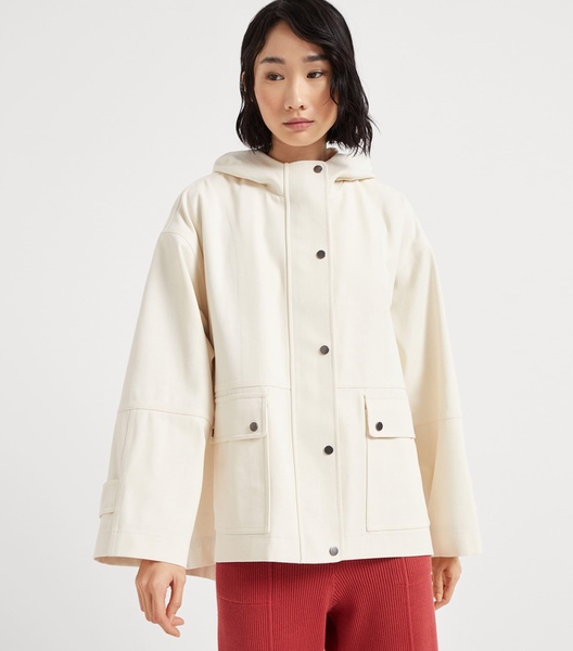 Cotton Canvas Hooded Jacket