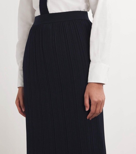 Virgin Wool Plisse Midi Skirt