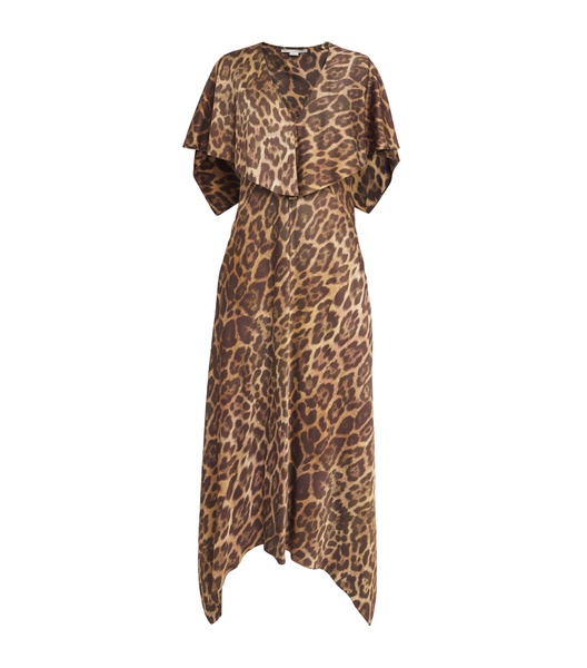 Leopard Print Short-Sleeve Midi Dress