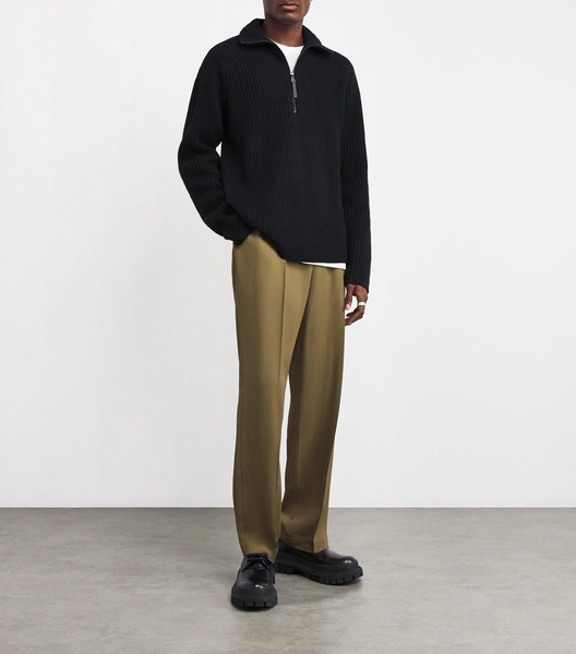 Cashmere-Blend Half-Zip Henry Sweater