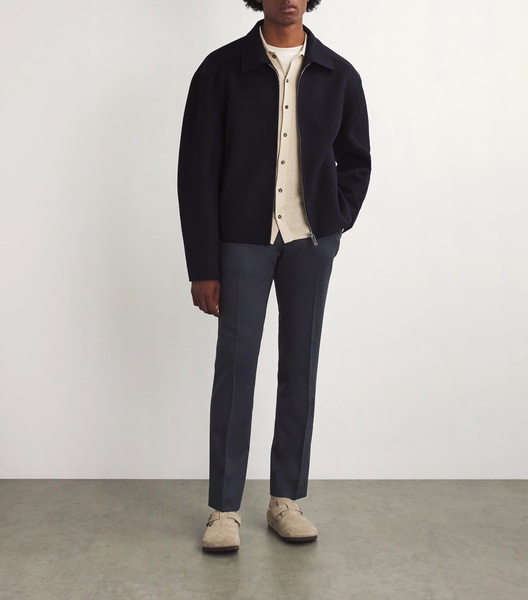 Virgin Wool Check Straight Trousers