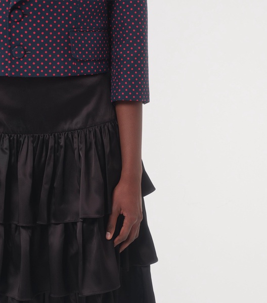 Satin Tiered  Midi Skirt
