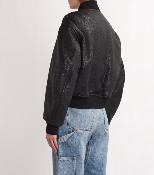 Lambskin Cropped Bomber Jacket