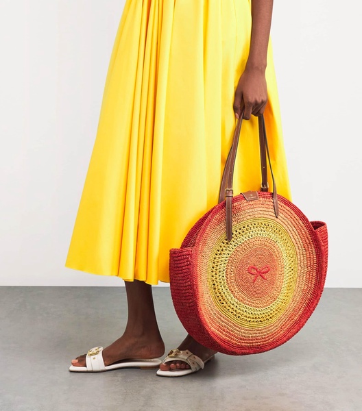 Large Raffia Round Tote Bag
