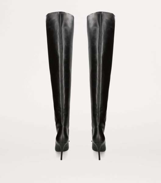 Leather Bow Over-The-Knee Boots 90
