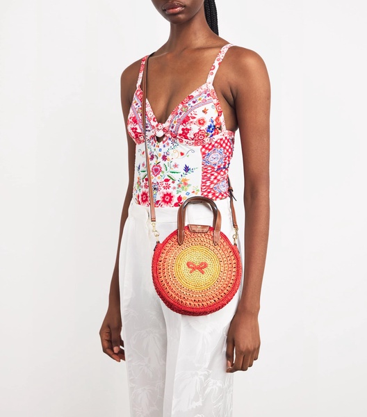 Small Raffia Round Top-Handle Bag