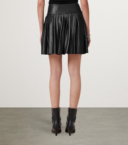 Lambskin Pleated Mini Skirt