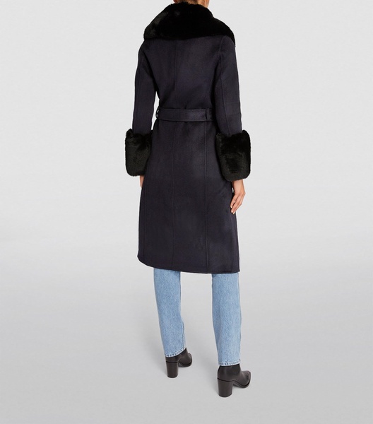 Faux Fur-Trim Coat