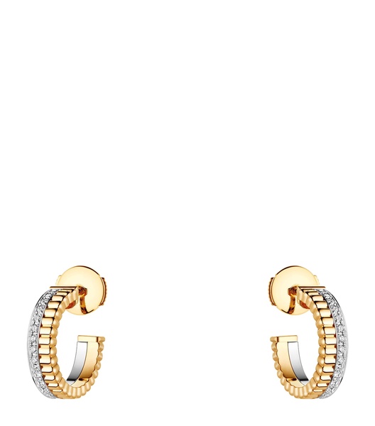Mixed Gold and Diamond Quatre Hoop Earrings