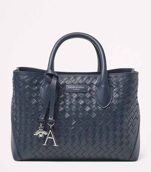 Midi Woven Leather London Tote Bag