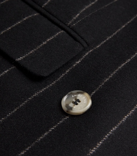 Wool-Blend Pinstripe Maron Blazer