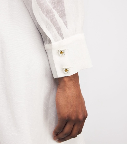 Linen-Silk Shirt Dress