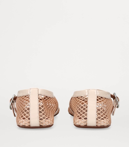 Leather Mesh Ballet Flats