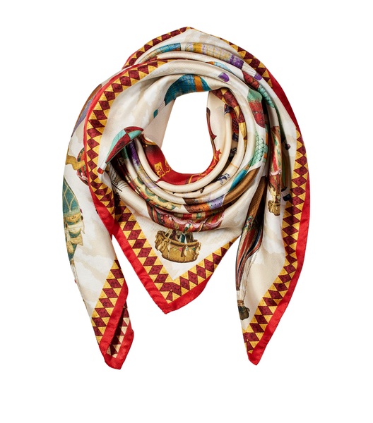 Silk Hot Air Balloon Print Scarf