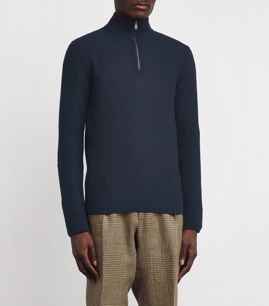 Silk-Cotton Knit Quarter-Zip Sweater