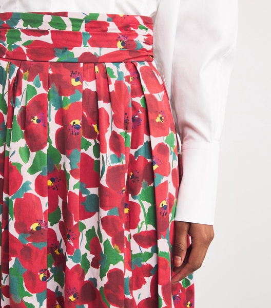 Floral Cummerbund Midi Skirt