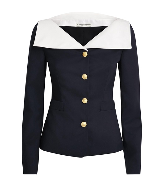 Virgin Wool Mikado-Collar Jacket