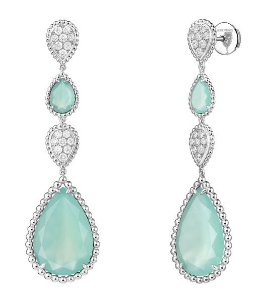 White Gold and Diamond Serpent Bohème Couleur Earrings