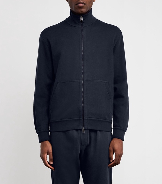 Cotton-Blend Zip-Up Sweater