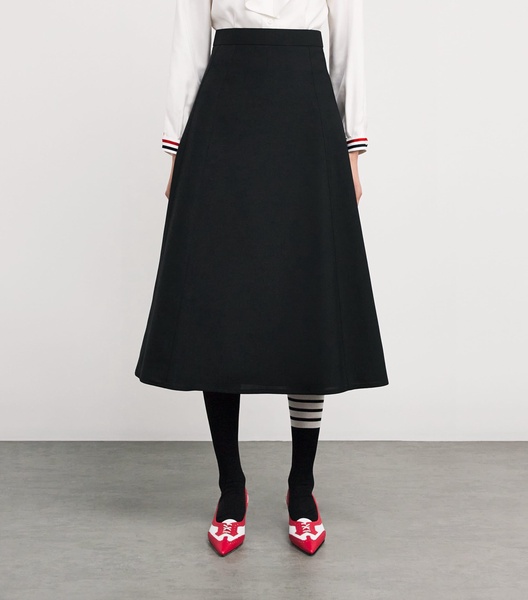 Wool-Blend A-Line Midi Skirt