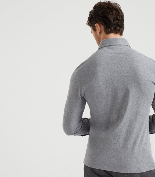 Cotton Long-Sleeve Polo Shirt