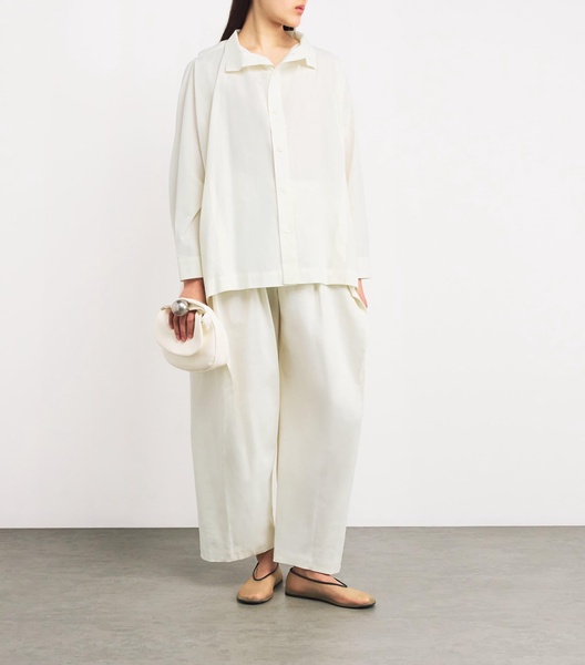 Cotton Button-Shoulder Oversized Shirt