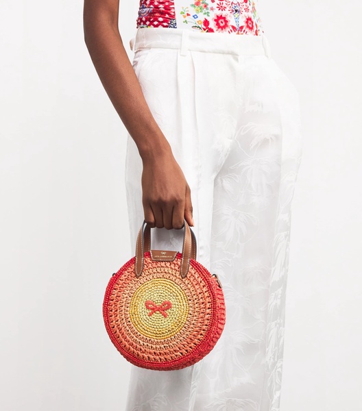 Small Raffia Round Top-Handle Bag
