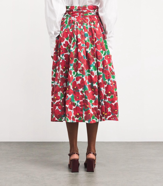 Floral Cummerbund Midi Skirt