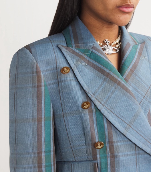 Cotton-Linen Check Cut Off Jacket