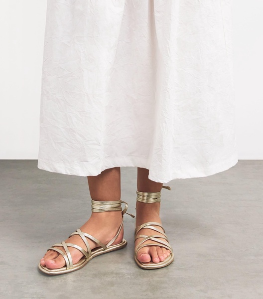 Metallic Leather Gladiator Sandals