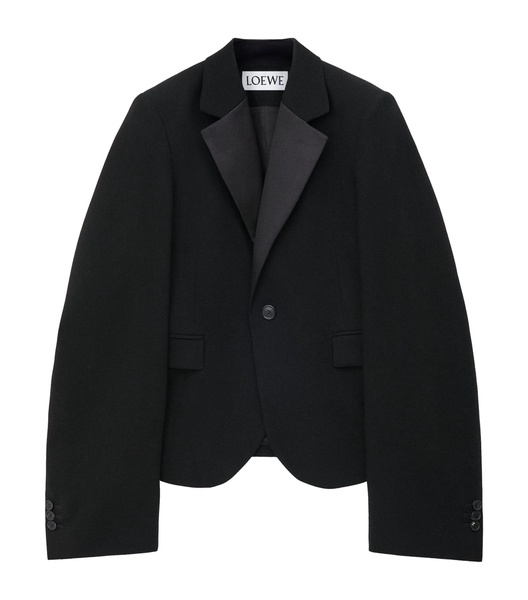 Wool-Blend Exaggerated-Sleeve Blazer
