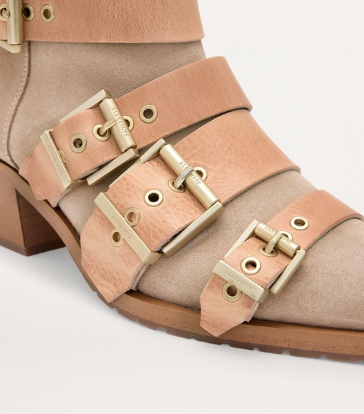 Suede Buckle-Detail Jane Boots