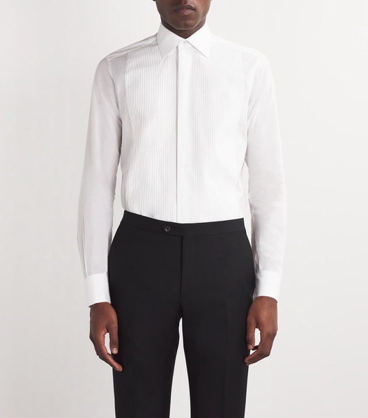 Cotton Plastron-Detail Shirt