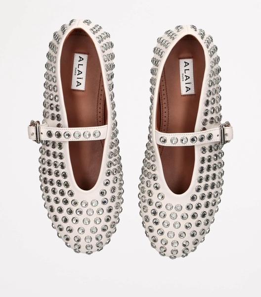 Leather Embellished Ballerina Flats