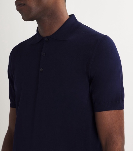 Cotton Ribbed-Trim Polo Shirt