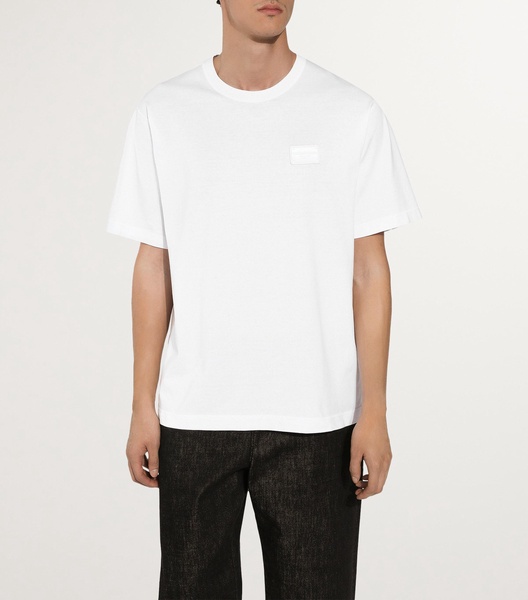 Cotton Leather-Logo T-Shirt