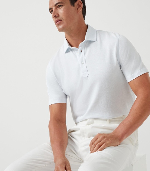 Cotton-Linen Piqué Polo Shirt