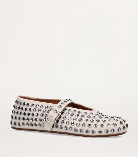 Suede Embellished Ballet Flats