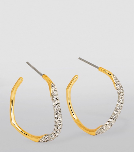 Gold-Plated Pavé Solalnes Hoop Earrings