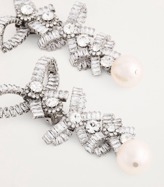 Crystal-Embellished Bow Clip-On Earrings
