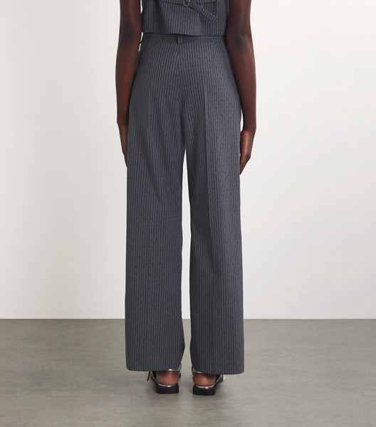 Rhinestone Pinstripe Wide-Leg Trousers