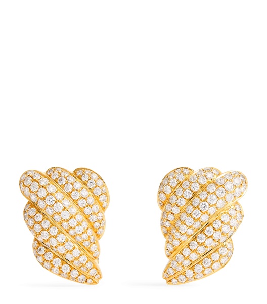 Yellow Gold and Diamond Croissant Earrings
