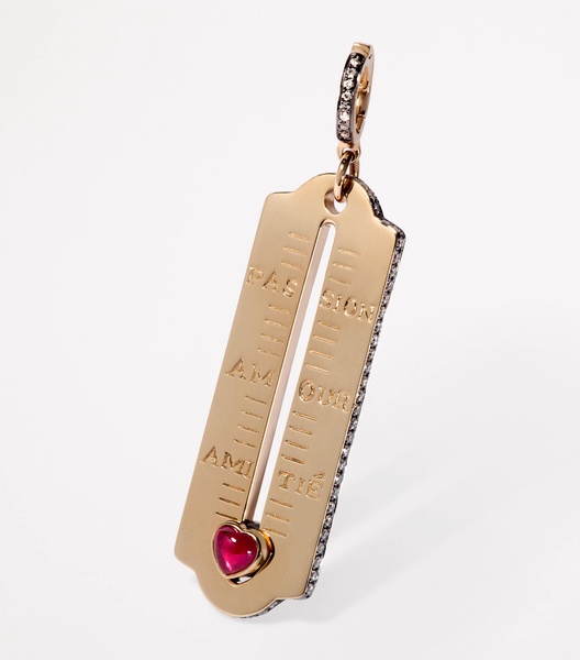 Yellow Gold, Diamond and Ruby LoveOmeter Pendant