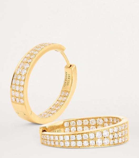 Yellow Gold and Diamond Hoop Earrings