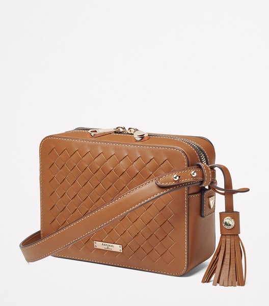 Leather Slot Weave Camera Bag