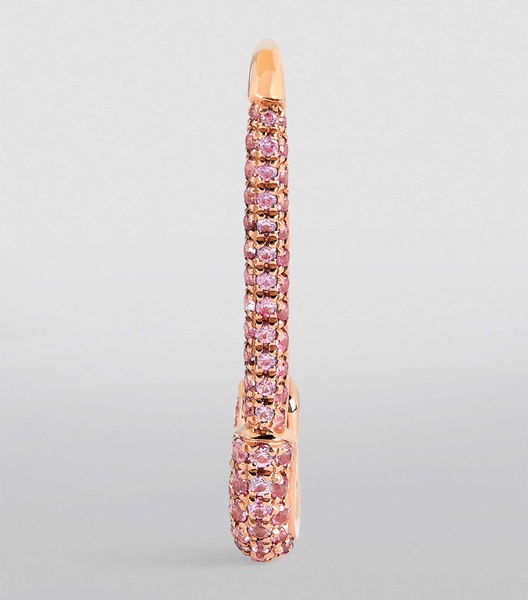 Rose Gold and Sapphire Safety Pin Single Left Earring