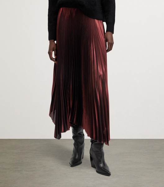 Pleated Lerin Asymmetric Midi Skirt